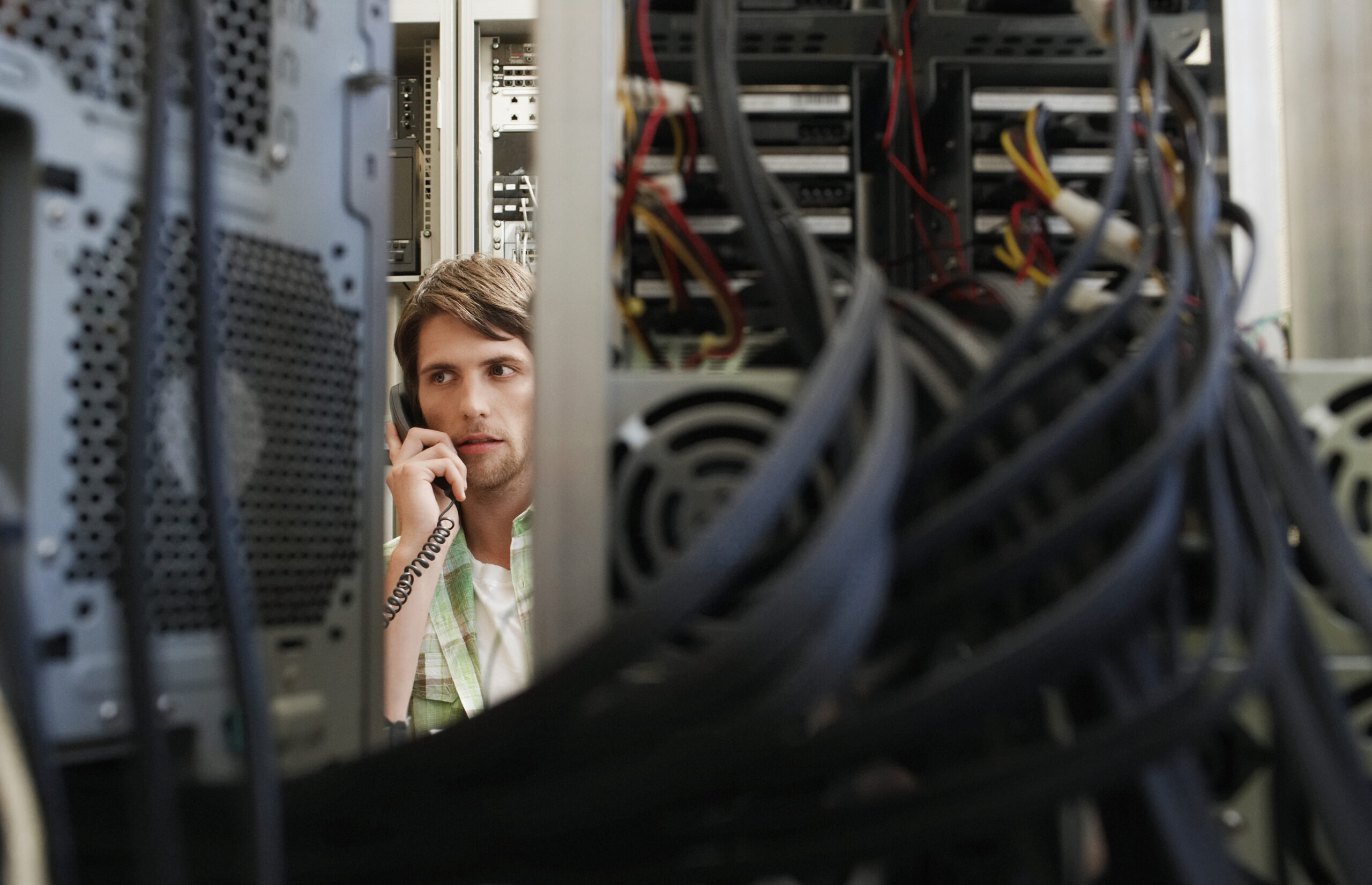 IT employee in server room