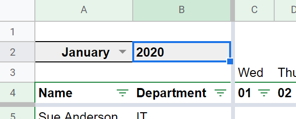 Update leave year on Google Sheet